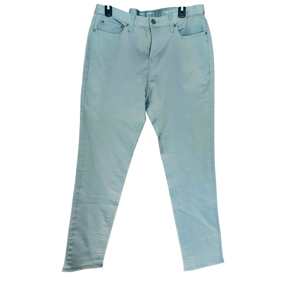 NWT Banana Republic Mens Athletic Fit Travel Jean Olive Green Stretch 32X31